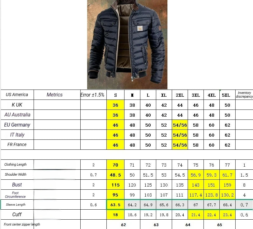 Chaqueta Acolchada Cuello Alto Hombre