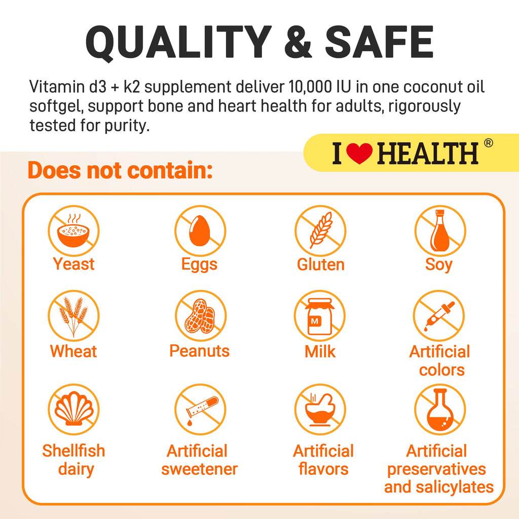 Vitamin D3 10,000 IU + K2 (MK-7) — 90 Softgels