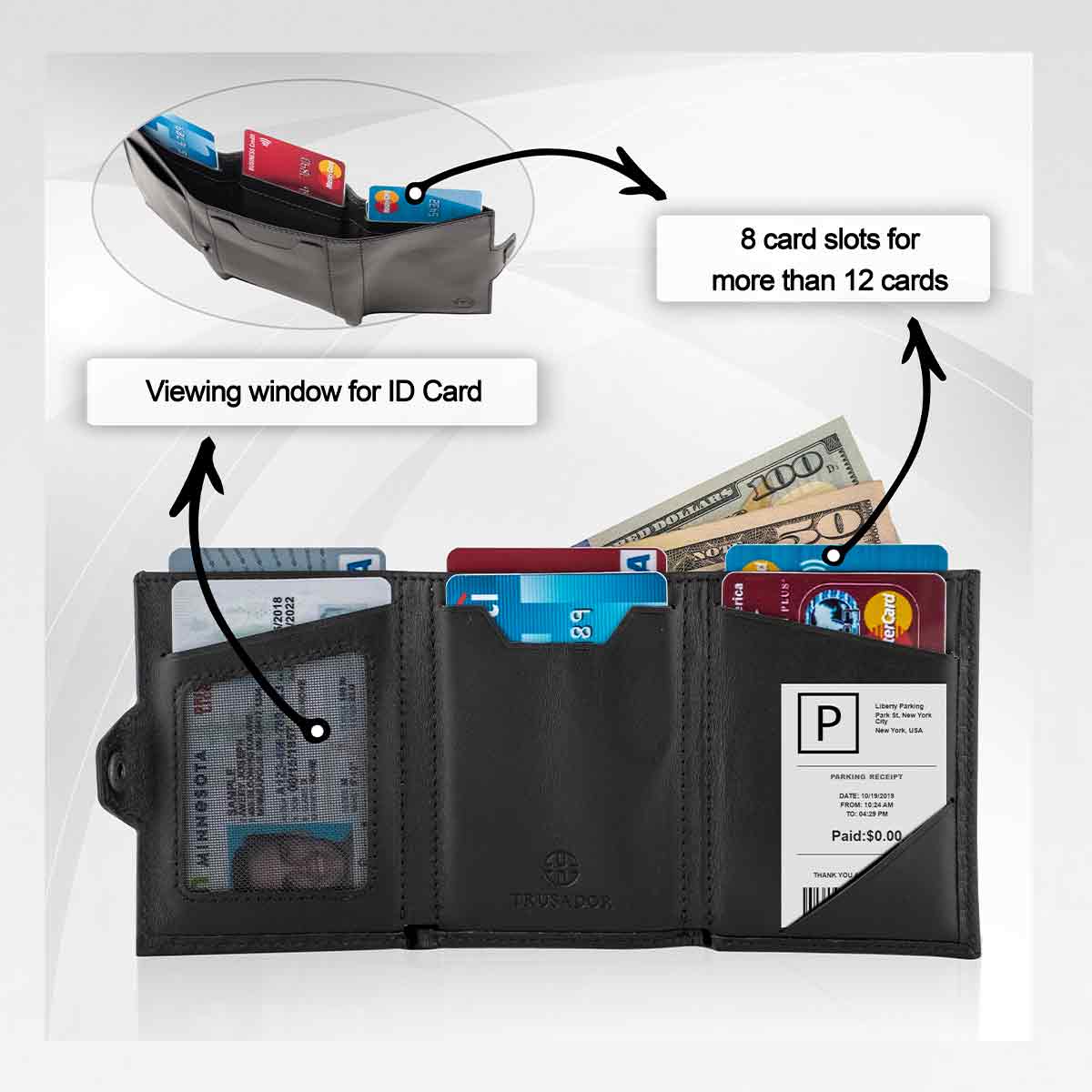 Verona Front Pocket Trifold Leather Wallet